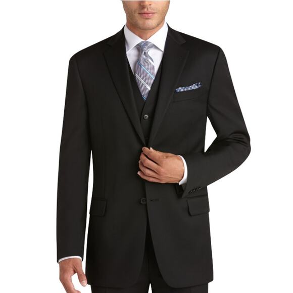JOSEPH ABBOUD Men's Modern Fit Suit Jacket 46R Black Notch Lapel Super 120s Wool - Picture 1 of 8